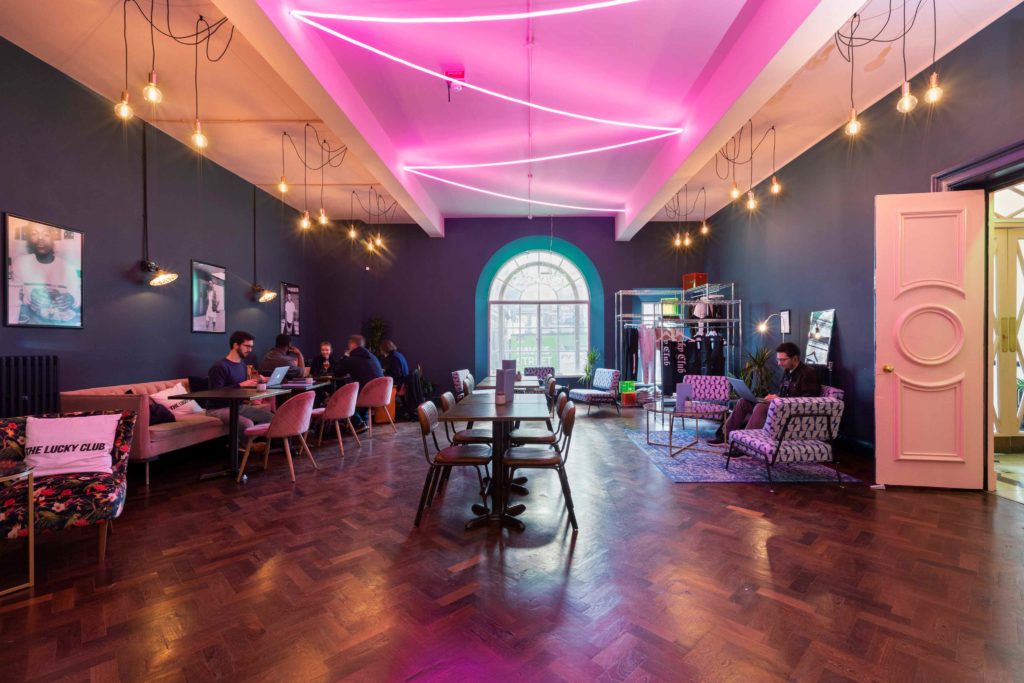 The Lucky Club Mayfair free coworking area in Mayfair